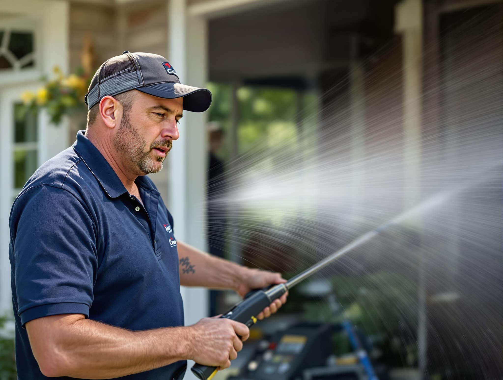 Marcus DeLuca, founder of Pressure Wash LI, on site